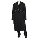 Black padded-shoulder wool maxi coat - size UK 14 - Acne