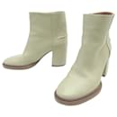 NEW CHLOE EDITH ANKLE SHOES 37 GREEN SEEDED LEATHER BOX ANKLE BOOTS - Chloé