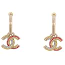 NEUF BOUCLES D'OREILLES CHANEL CREOLES LOGO CC MULTICOLORE NEW EARRINGS - Chanel