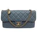 Chanel Timeless handbag 2 BLUE LEATHER BELLOWS HANDBAG