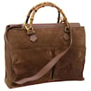 GUCCI Bamboo Hand Bag Suede 2way Brown 002 123 0322 Auth th4058 - Gucci