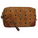 MCM Vicetos Logogram Clutch Bag PVC Leather Brown Auth bs8486