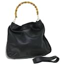 GUCCI Bamboo Shoulder Bag Leather 2way Black 001 1577 200047 Auth bs8490 - Gucci