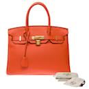 HERMES BIRKIN Tasche 30 aus orangefarbenem Leder - 101312 - Hermès