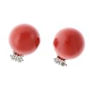 [LuxUness] Coral Diamond Stud Earrings Natural Material Earrings in Excellent condition - & Other Stories