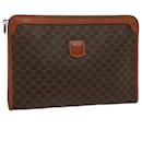 CELINE Macadam Canvas Clutch Bag PVC Leather Brown Auth ki3501 - Céline