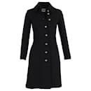 Moschino Buttoned Knee-Length Coat in Black Laine
