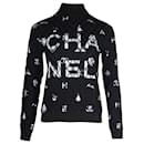 Chanel Coco Neige Logo-Rollkragenpullover aus schwarzem Kaschmir