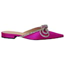 Mach & Mach Double Bow Crystal-Embellished Slippers in Pink Satin