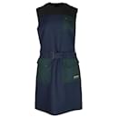 Prada Colorblock-Kleid mit aufgesetzten Taschen und Gürtel aus mehrfarbigem Polyester