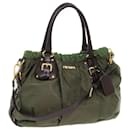Prada Hand Bag Nylon 2way Green Auth ep1820