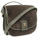CELINE Shoulder Bag Suede Gray Auth bs8616 - Céline