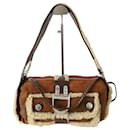 Dior Columbus bag in brown suede and leather and beige sheep wool