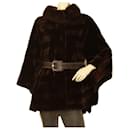 Fendi Selleria Mink & Sable fur brown belted jacket short coat open sides $18000
