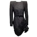 Vestido jacquard preto de edição limitada RVDK com couro envernizado - Autre Marque