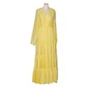Yellow Neck Tie Detail Long Sleeve Maxi Dress - Ermanno Scervino