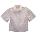 Dolce & Gabbana Camisa con botones de manga corta en algodón blanco