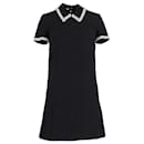Miu Miu verziertes Minikleid mit Kragen und Ärmeln aus schwarzem Polyester