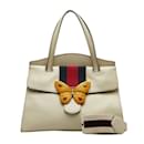 Gucci Medium Web Linea Butterfly Totem Satchel Leather Handbag 505344 in Good condition