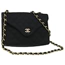 CHANEL Matelasse Chain Shoulder Bag Satin Black CC Auth bs8554 - Chanel