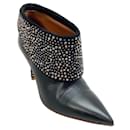 Malone Souliers Black Fold Over Booties with Crystal Embellishments - Autre Marque