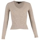 Ralph Lauren V-Neck Knitted Sweater in Beige Cashmere