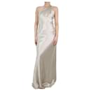 Cream asymmetric metallic satin maxi dress - size UK 10 - Autre Marque