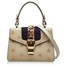 Gucci White Mini Sylvie Bee Star Top Handle Bag