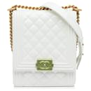 Chanel White North South Boy Flap