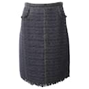 Tory Burch Sparkly Midi Pencil Skirt in Navy Blue Polyester
