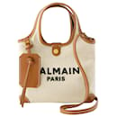 Mini sacola de compras B-Army - Balmain - Lona - Bege