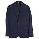 Burberry Pin Stripe Notched Collar Tailored Blazer in Navy Wool
