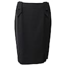Yves Saint Laurent Knee-Length Pencil Skirt in Black Wool