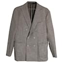 Etro Textured lined-Breasted Blazer in Brown Cotton