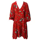Zadig & Voltaire Remi Daisy Floral Midi Dress in Red Silk