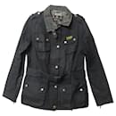 Barbour Biker-Style Wax Jacket in Black Cotton