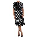 Black short-sleeved polka dot dress - size UK 12 - Oscar de la Renta