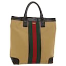 GUCCI Web Sherry Line Hand Bag Canvas Beige Red Green 002 1121 Auth ep1825 - Gucci