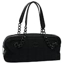 CHANEL Choco Bar Chain Shoulder Bag Ccotton Black CC Auth bs8642 - Chanel