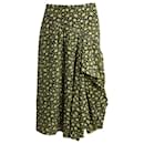 Burberry Zip-detailed Draped Floral Midi Skirt in Yellow and Green Silk