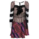 Etro Lace Stripe Knee-Length Dress in Multicolor Silk