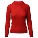 Maje Roundneck Knit Sweater in Red Wool Mohair
