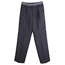 Louis Vuitton Anthracite Relaxed Pants With Logo Waistband in Black Wool