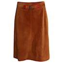 Bottega Veneta A-Line Skirt in Brown Calf Leather