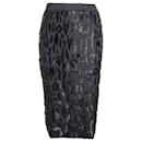 Prada Beaded Leopard Pencil Skirt in Black Polyester
