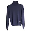 Tod's Roll Neck Sweater in Navy Blue Cashmere