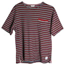 Thom Browne Banner Stripe Pocket T-shirt in Multicolor Cotton