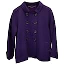 Burberry Double-Breasted Jacket in Purple Wool