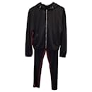 Prada Red Stripe Hoodie Jacket and Sweatpants Set in Black Viscose