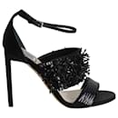 Christian Dior Diva Sequin Embellished Open Toe Sandals in Black Satin